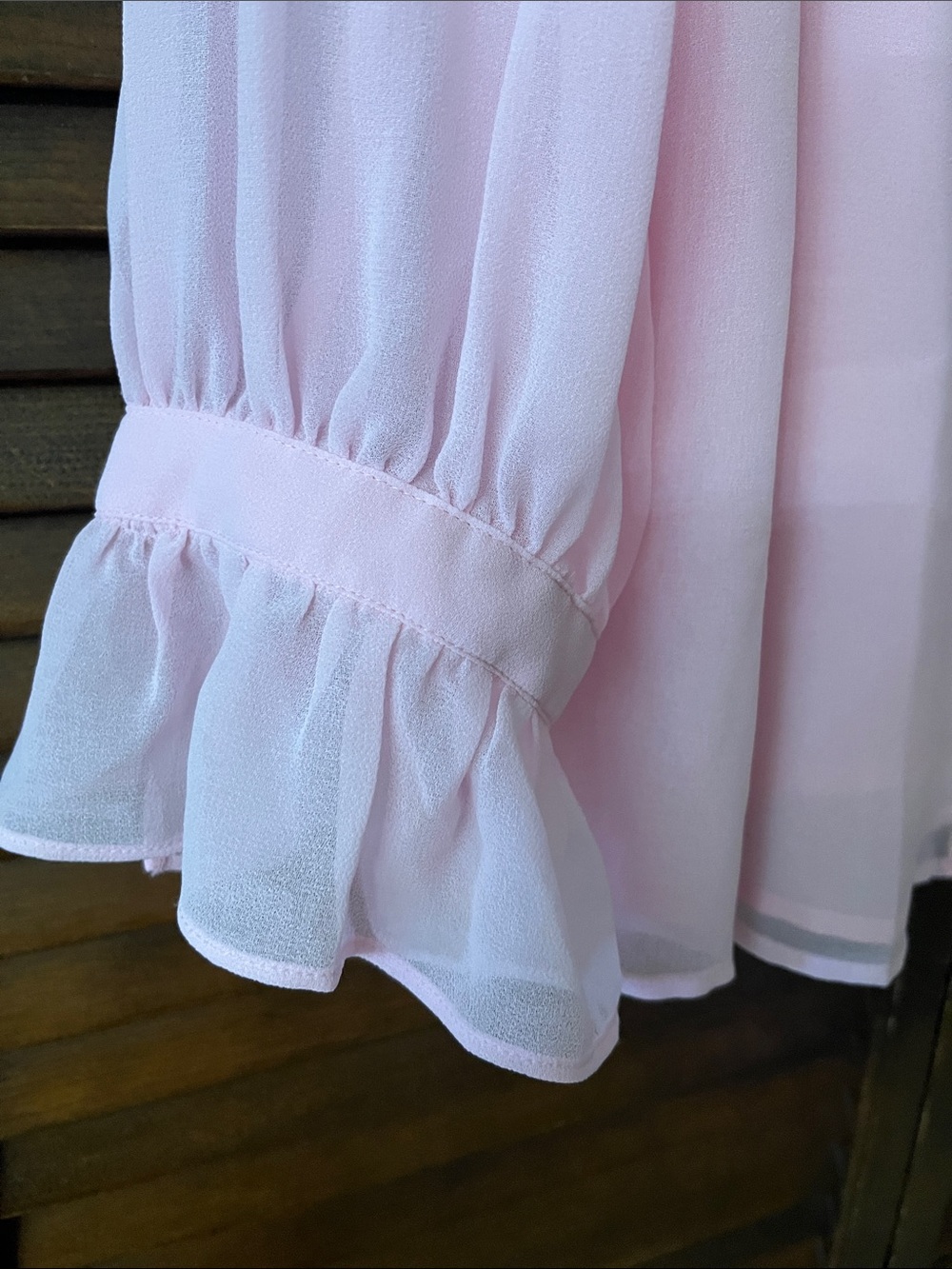 Talbots Light Pink Ruffle Front Blouse - Picture 4 of 6